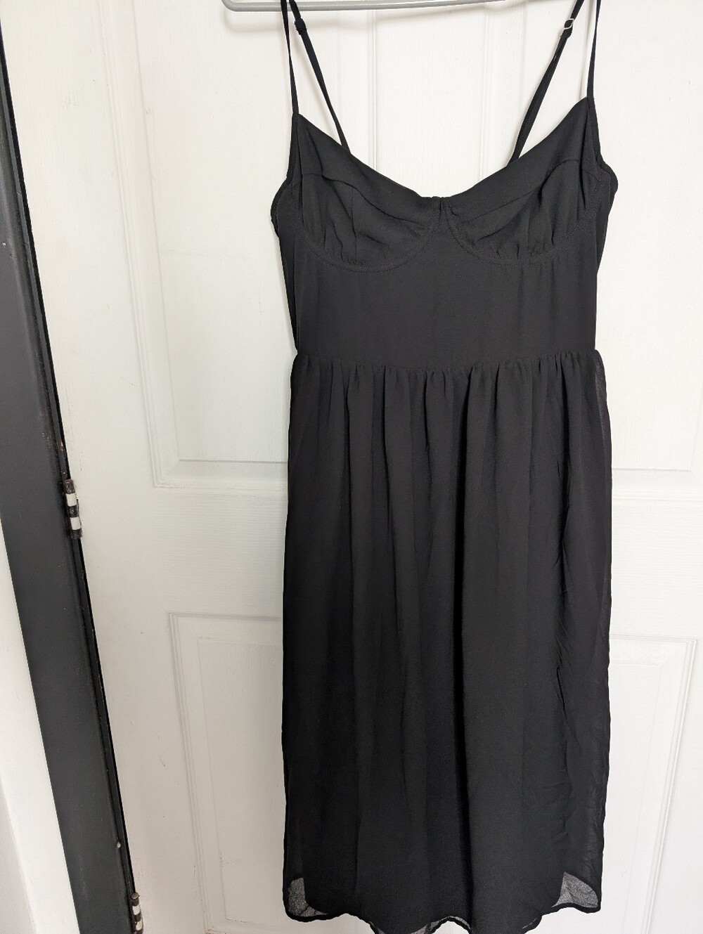 Black Spaghetti Strap Midi Dress